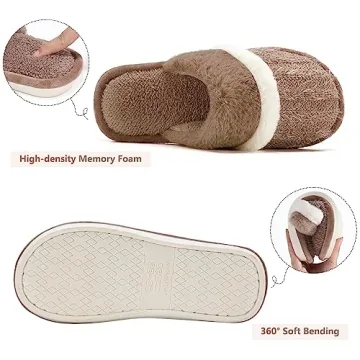 Fuzzy Memory Foam Slippers for Women - Indoor/Outdoor