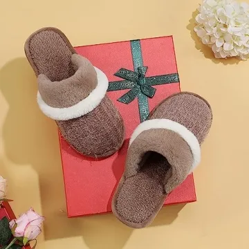 Fuzzy Memory Foam Slippers for Women - Indoor/Outdoor