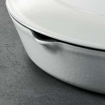 Tramontina Enameled Cast Iron Skillet with Lid, 12-inch Frying Pan, Latte with Gold Knob