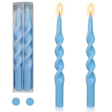 Gedengni Blue Candlesticks Spiral Taper Candle Set - Elegant 10 Inch Twisted Candle Sticks for Home ...