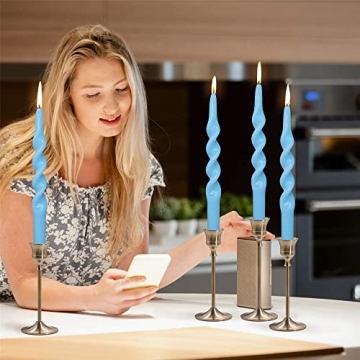Gedengni Blue Spiral Taper Candle Set - Elegant Home Decor