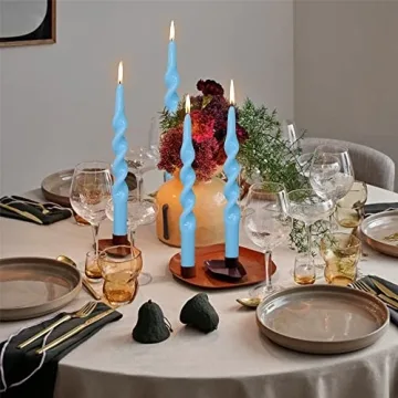 Gedengni Blue Spiral Taper Candle Set - Elegant Home Decor