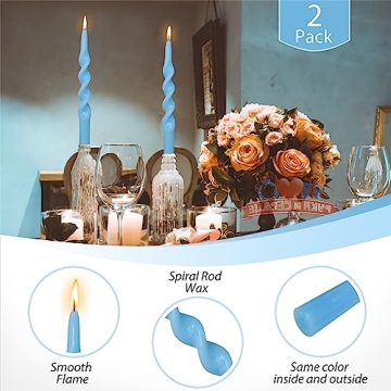 Gedengni Blue Spiral Taper Candle Set - Elegant Home Decor