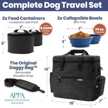 Rubyloo The Original Doggy Bag™ - Dog Travel Bag for Supplies - Ultimate Gift for Dog Owners - Includes 2 BPA-Free Travel Bowls and 2 Food Containers - Pet Travel Kit for Road Trips, Camping, RV