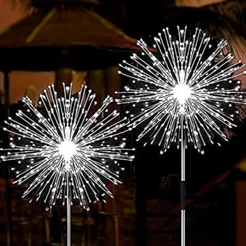 JJGoo Solar Firework Lights 2 Pack - 120 LEDs with 2 Modes for Garden and Party Decoration