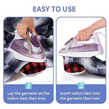 MOLIGOU Tailors Ham, Pressing Tool for Ironing, Sewing Ham for Dart, Sleeve, Curved Seam