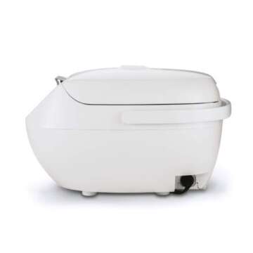 TIGER JBV-A10U 5.5-Cup (Uncooked) Micom Rice Cooker with Food Steamer Basket, White