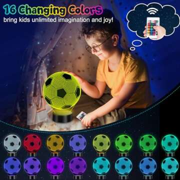 Linkax Valentines Day Gifts for Kids Teens Boys, Soccer Gifts for Boys, Soccer Ball Toys for Ages 8-13 3D Illusion Night Light, 8 9 10 11 12 Year Old Boy Birthday Gift, Football Sport Fan Room Decor