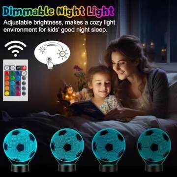 Linkax Valentines Day Gifts for Kids Teens Boys, Soccer Gifts for Boys, Soccer Ball Toys for Ages 8-13 3D Illusion Night Light, 8 9 10 11 12 Year Old Boy Birthday Gift, Football Sport Fan Room Decor