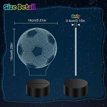 Linkax Valentines Day Gifts for Kids Teens Boys, Soccer Gifts for Boys, Soccer Ball Toys for Ages 8-13 3D Illusion Night Light, 8 9 10 11 12 Year Old Boy Birthday Gift, Football Sport Fan Room Decor