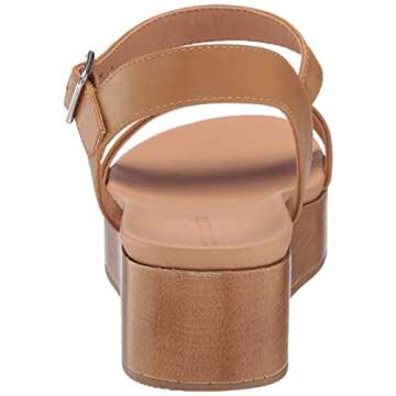 Amazon Essentials Women's Two Band Flatform Sandal, Cognac, 9.5