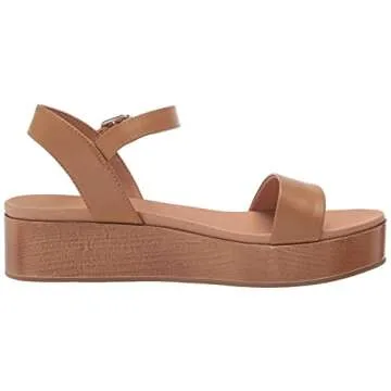 Amazon Essentials Women's Two Band Flatform Sandal, Cognac, 9.5