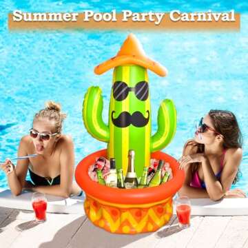 Fun Little Toys 46″ Inflatable Cactus Cooler for Summer Celebrations, BBQs, and Parties