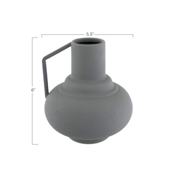 Bloomingville Sage Textured Metal Handle Vase Elegant Home Décor