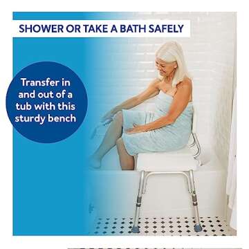 Carex Adjustable Shower Bench for Elderly & Disabled
