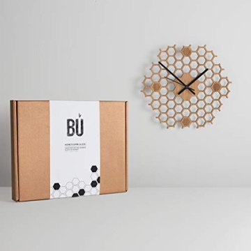 BU Products Honeycomb Bamboo Wall Clock with Silent Sweep