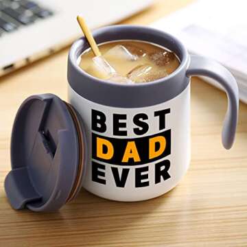 Gifts For Dad, Dad Mug, Best Dad Ever Mug, Dad Gifts, Insulated Coffee Mug With Handle And Lid, Funn...