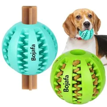Dog Teething Toys Ball: Treat Dispensing Dog Puzzle Toys Interactive Small Medium Dog Chew Enrichmen...