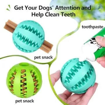 Dog Teething Toys Ball: Treat Dispensing Dog Puzzle Toys Interactive Small Medium Dog Chew Enrichment Toys for Boredom and Brain Stimulating Game to Keep Them Busy 2pack