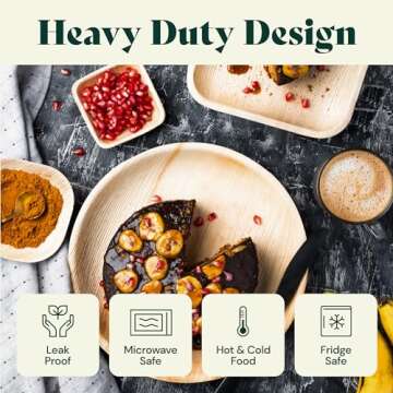 Chic Leaf Palm Leaf Square Plates (50 pc) - 6 Inch, Compostable and Biodegradable Eco Friendly Plates