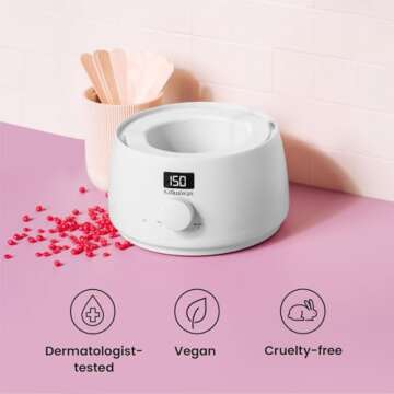 KoluaWax Premium Waxing Kit for Women - Hot Melt Hard Wax Warmer for Hair Removal, Eyebrow, Bikini, Legs, Face, Brazilian Wax - Machine, 4-Pack Beads, Accessories, White