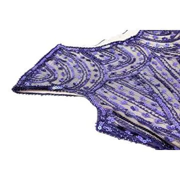 Letter Love Women 1920s Vintage Flapper Fringe Beaded Gatsby Party Dress With 20s Accessories Set (XXL, Style 2-Beige Blue)