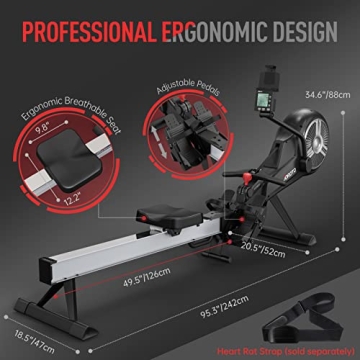 JOROTO MR60 Rowing Machine for Home Use with Bluetooth
