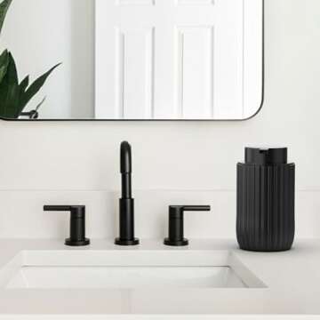 POSOSTO Ceramic Foaming Hand Soap Dispenser 2Pack，12 oz Bathroom Soap Dispenser， Lotion Dispenser for Kitchen, Refillable Matte Streaks Soap Dispenser with Large Pump (Black-2Pack)