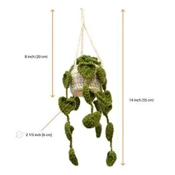 GLACIART ONE Plant Car Interior Hanging Ornament| Funny & Fuzzy Wool Crochet Plant Rear View Mirror Accessories| Great as Decoration, Party Favors & Gifts