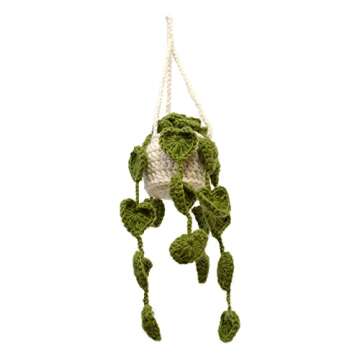 GLACIART ONE Plant Car Interior Hanging Ornament| Funny & Fuzzy Wool Crochet Plant Rear View Mirror Accessories| Great as Decoration, Party Favors & Gifts
