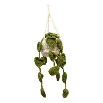 GLACIART ONE Plant Car Interior Hanging Ornament| Funny & Fuzzy Wool Crochet Plant Rear View Mirror Accessories| Great as Decoration, Party Favors & Gifts