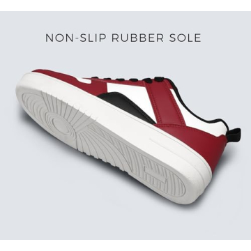 LUCKY STEP Women Fashion Sparkle Rhinestone Sneakers White Leather Low Top Tennis Shoes Lace Up Casual Comfortable Walking Shoe(Red/White,9B(M) US)