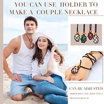 Shappy 28 Pieces Crystal Necklace Holder Cord Empty Stone Holder Adjustable Jewelry Making Netted Gemstone Crystal Cage Quartz Rope for DIY Necklace Bracelet Jewelry Making