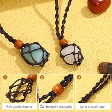 Shappy 28 Pieces Crystal Necklace Holder Cord Empty Stone Holder Adjustable Jewelry Making Netted Gemstone Crystal Cage Quartz Rope for DIY Necklace Bracelet Jewelry Making