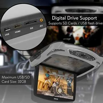 Pyle 13.3" Car Roof Mount DVD Player with HDMI, USB, IR