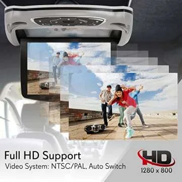 Pyle 13.3" Car Roof Mount DVD Player with HDMI, USB, IR