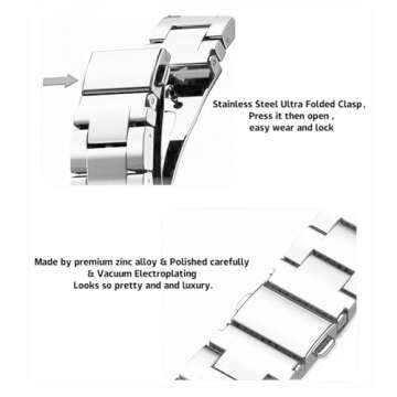 Kolgios 38/40/41 mm Silver Women Stylish Cool Chain Durable Smartwatch Band Compatible for Apple Watch Band Series 9/8/7/6/5/SE Girl's Replacement Bracelet for Iwatch S9 s8 Girl's Gift Strap