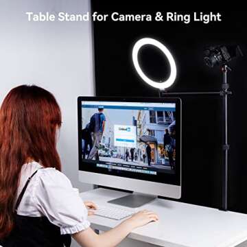 SmallRig Camera Desk Mount Table Stand with Magic Arm and 1/4" Ball Head, 13"-35.4" Adjustable Light...