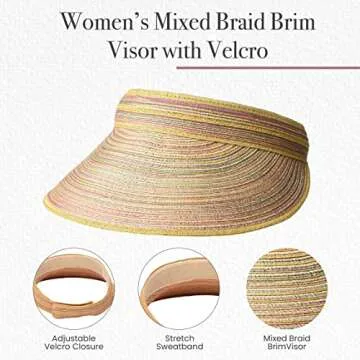Stylish Mixed Braid Visor for Women with Sun Protection