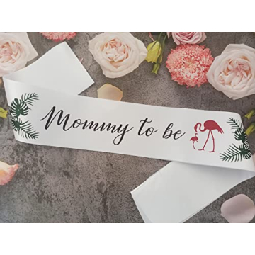Mommy to Be Sash for Baby Shower - Flamingo and Palm Leaf Sash for New Mom -Gift Ideal for Gender Re...