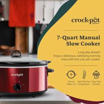 Crock-Pot Large 7 Quart Capacity Versatile Electric Food Slow Cooker Home Cooking Kitchen Appliance ...