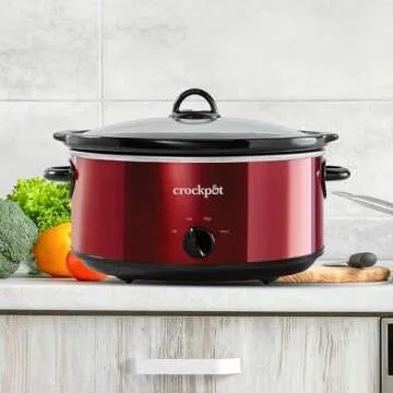 Crock-Pot Large 7 Quart Capacity Versatile Electric Food Slow Cooker Home Cooking Kitchen Appliance with Removable Ceramic Bowl, Red