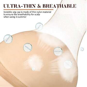 MORGLES HD Wig Cap or Women, 20 Pcs Transparent Wig Cap for Lace Front Ultra Thin, Nude