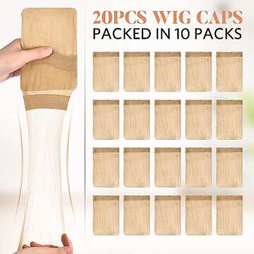 MORGLES HD Wig Cap or Women, 20 Pcs Transparent Wig Cap for Lace Front Ultra Thin, Nude