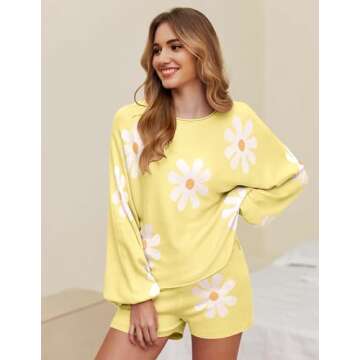 Ekouaer Knit Pajamas Set for Women Lounge Sets Long Sleeve Sweatsuit Matching 2 Piece Outfits Cute S...