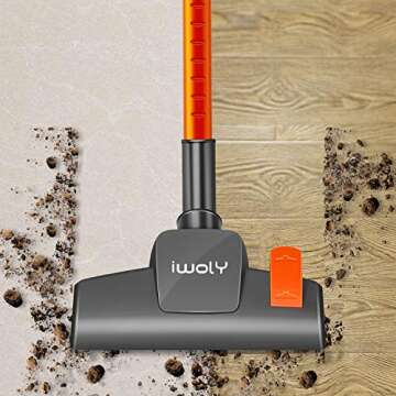 iwoly V600 Stick Vacuum Cleaner Corded 23 ft with 17KPa Powerful Suction, Adjustable Lightweight Bagless Vacuum with HEPA Filter for Hard Floor, Orange