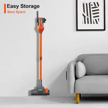 iwoly V600 Stick Vacuum Cleaner Corded 23 ft with 17KPa Powerful Suction, Adjustable Lightweight Bagless Vacuum with HEPA Filter for Hard Floor, Orange