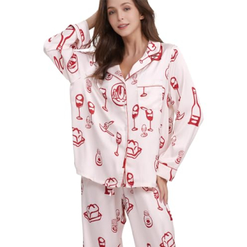 YiNi LuLu Women’s Silk Satin Pajamas Set for Comfort