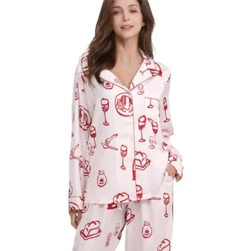 YiNi LuLu Women’s Silk Satin Pajamas Set for Comfort