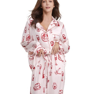 YiNi LuLu Women’s Silk Satin Pajamas Set for Comfort